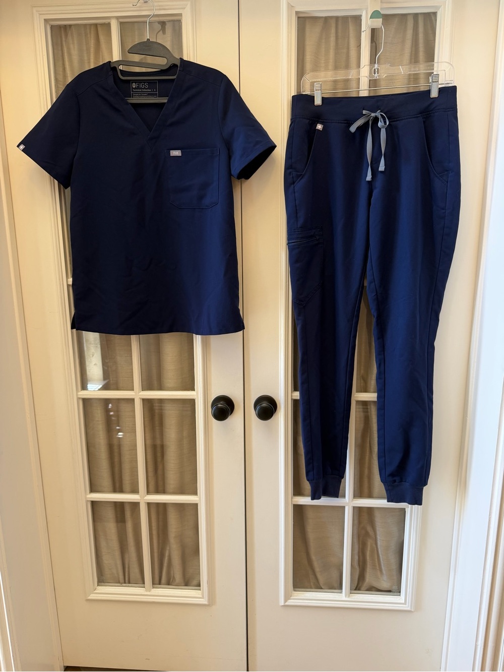 Small Navy Blue Figs Scrub Set w/ TALL Zamora Joggers